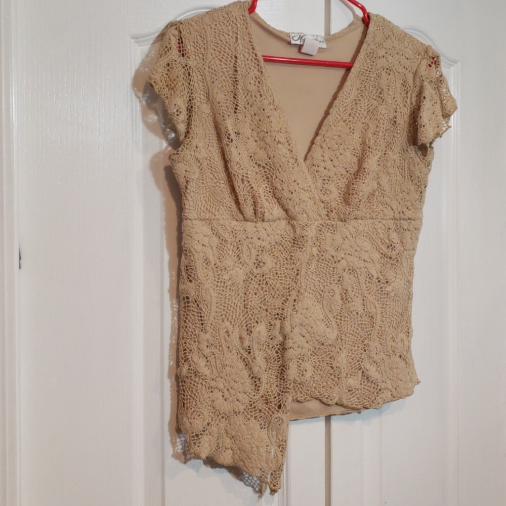 Lined crochet asymmetrical top